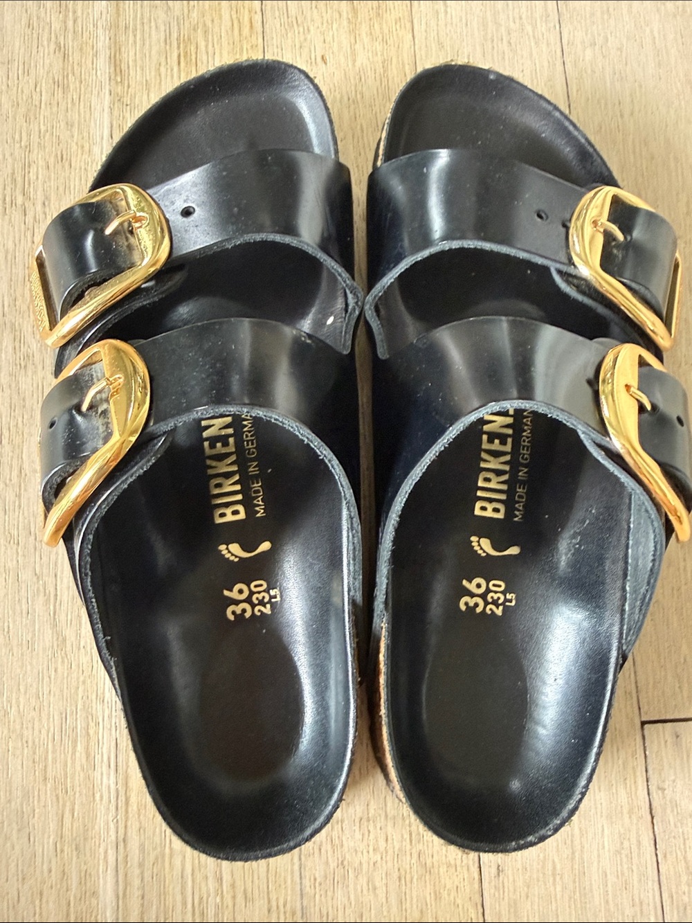Birkenstock Arizon Big Buckle Sandal High Shine Black size 36 - Picture 4 of 7